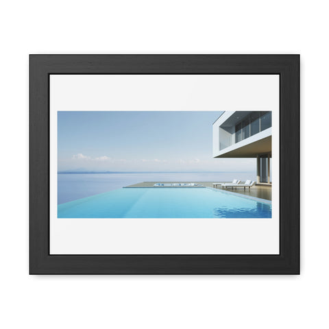 Infinity - Modern Minimalist Framed Poster - Serene Poolside View for Home Decor