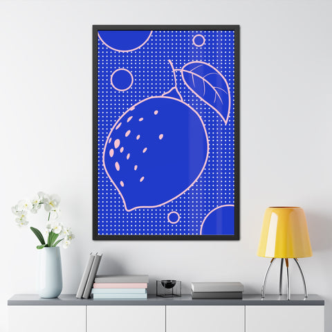 When life gives you lemons 5 - Blue Lemon Framed Poster - Modern Wall Art for Kitchen Decor