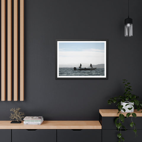 Fishing Boat - Silhouette Framed Poster - Perfect for Outdoor Enthusiasts and Home Decor