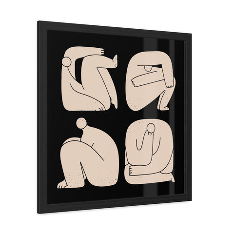 Boxed - Modern Minimalist Framed Art Poster - Abstract Human Figures