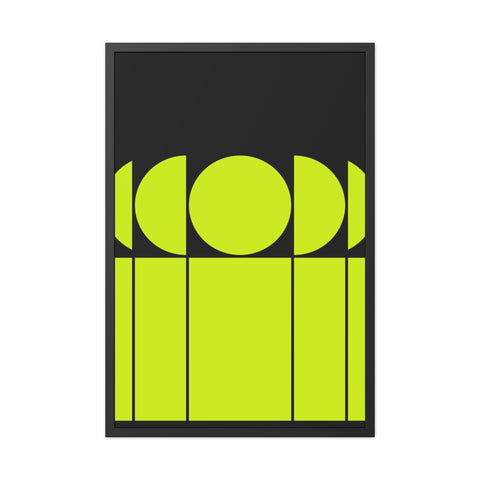 Modernica 1 - Modern Geometric Framed Poster - Bright Yellow and Black Wall Art for Contemporary Decor