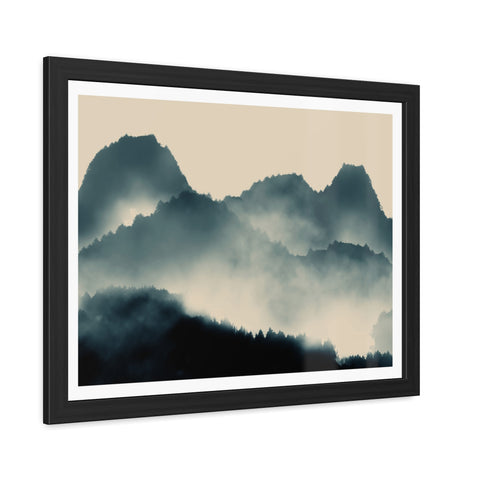 Foggy Morning 1 - Serene Mountain Framed Poster – Perfect Wall Art for Nature Lovers