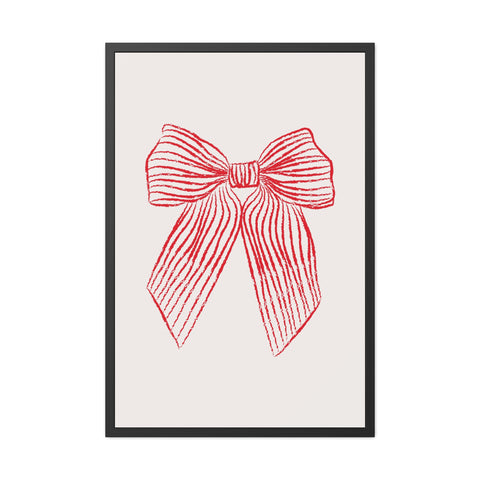 With a bow 1 - Elegant Red Ribbon Framed Poster | Holiday Decor & Gift