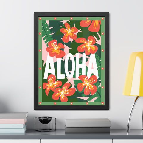 Aloha - Tropical Framed Poster - Bright Floral Wall Art for Home Décor