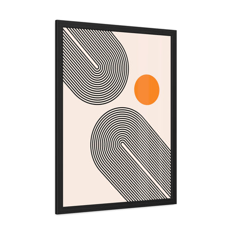 Brenda 1 - Modern Abstract Framed Poster with Geometric Design and Orange Accent