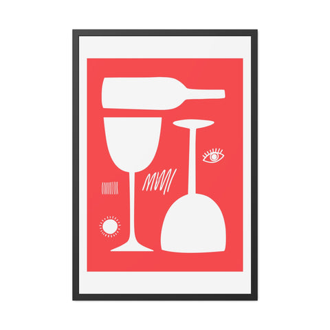 Wine Country 5 - Modern Abstract Framed Poster - Wine Glass & Bottle Art