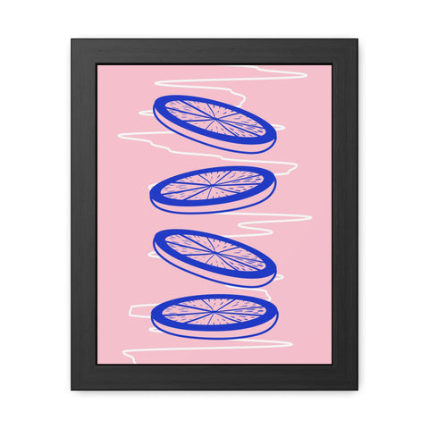 When life gives you lemons 6 - Trendy Framed Poster - Vibrant Blue Citrus Slices Art for Modern Home Decor