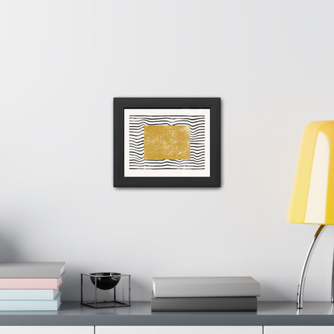 Ink Stamp 7 - Modern Abstract Framed Poster - Gold & Black Wavy Design for Home Decor