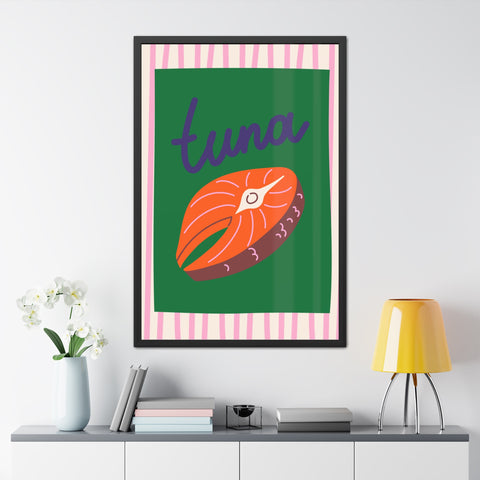 Whimsical Tuna Framed Poster - Fun Kitchen Decor for Seafood Lovers