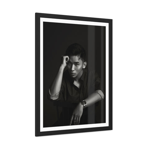 Male Portrait 1 - Elegant Framed Poster - Black and White Portrait for Modern Décor