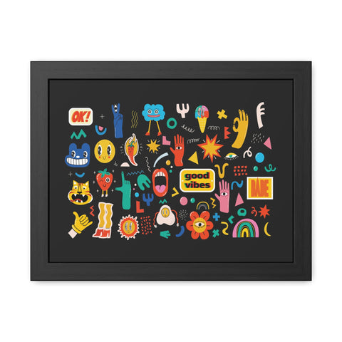 Good Vibes Framed Poster – Colorful Wall Art for Positive Energy