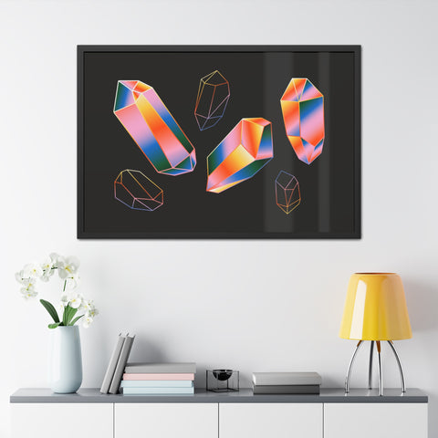 Gems - Modern Geometric Crystal Framed Poster - Stylish Wall Art for Home Decor