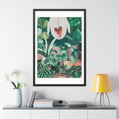 Green Thumb - Botanical Heart Framed Poster - Nature-Inspired Wall Art for Plant Lovers