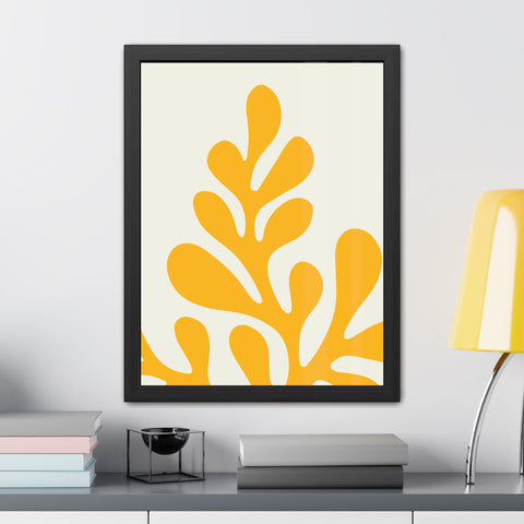 Stratica 1 - Modern Abstract Framed Poster – Yellow Organic Design for Home Decor