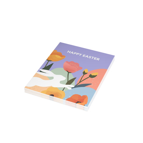 Happy Easter Floral Bunny Greeting Card - Easter / Holiday Greeting Card - Illustrated, Modern