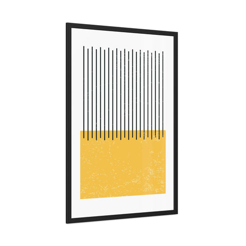 Ink Stamp 4 - Modern Minimalist Framed Poster - Abstract Yellow and Black Design