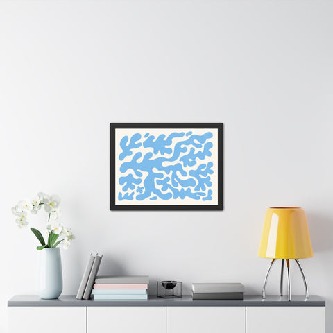 Mer 1 - Abstract Blue Coral Framed Poster - Modern Wall Art for Home Decor