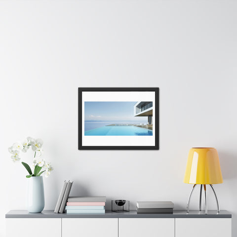Infinity - Modern Minimalist Framed Poster - Serene Poolside View for Home Decor