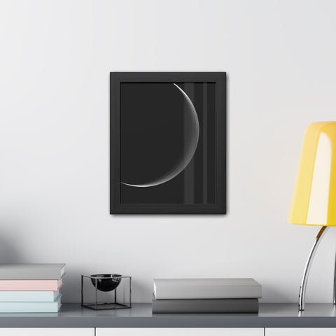 Universalis 2 - Minimalist Framed Poster - Sleek Crescent Moon Design for Modern Decor