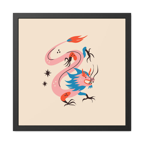 Dragon 2 - Whimsical Dragon Framed Poster - Colorful Art for Home Decor