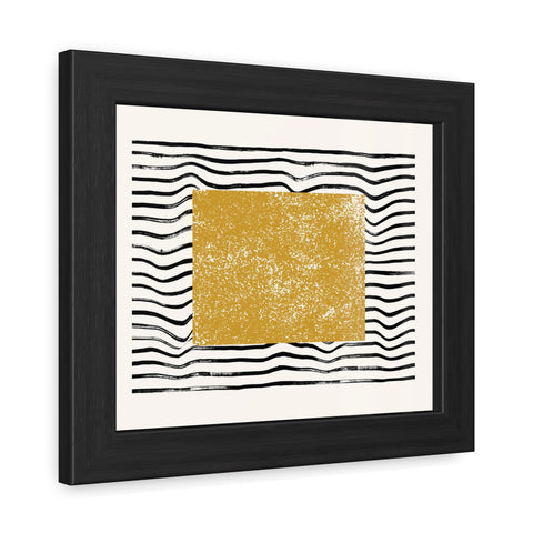 Ink Stamp 7 - Modern Abstract Framed Poster - Gold & Black Wavy Design for Home Decor
