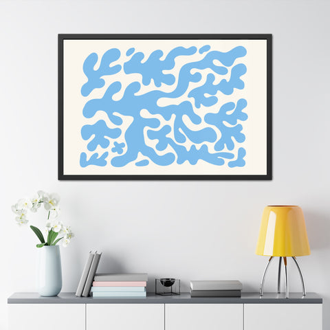 Mer 1 - Abstract Blue Coral Framed Poster - Modern Wall Art for Home Decor