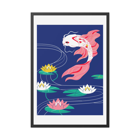 Japanese Garden 1 - Koi Fish Framed Poster - Tranquil Water Lily Art for Home Décor