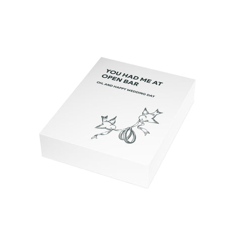 "You Had Me at Open Bar" Wedding Greeting Card — Wedding / Engagement Greeting Card - Illustrated, Funny, Snarky, Modern