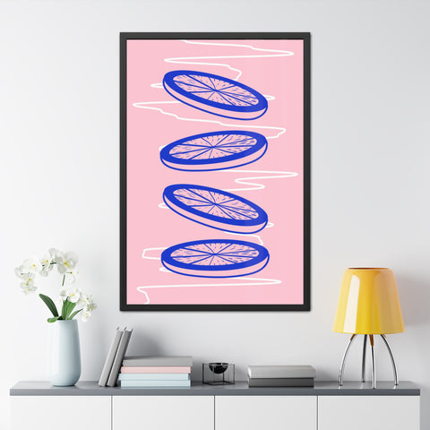 When life gives you lemons 6 - Trendy Framed Poster - Vibrant Blue Citrus Slices Art for Modern Home Decor