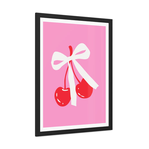 Lovin' 3 - Sweet Cherry Bow Framed Poster - Cute Home Decor for Vibrant Spaces
