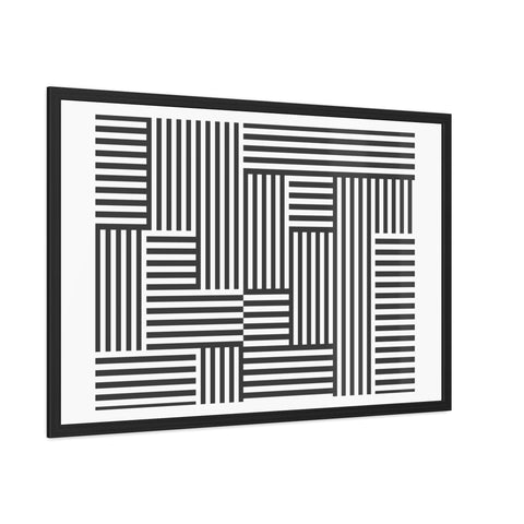 Horizon Grid 4 - Modern Minimalist Framed Poster - Abstract Black and White Line Art