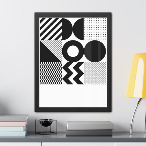 Modernica 5 - Modern Geometric Wall Art Frame - Black and White Patterns for Home Decor