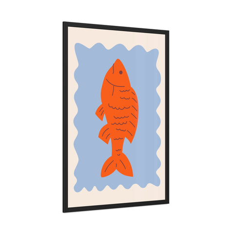Whimsical Red Fish Art Print - Framed Poster Decor for Aquatic Lovers