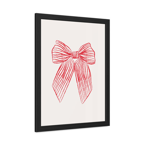 With a bow 1 - Elegant Red Ribbon Framed Poster | Holiday Decor & Gift