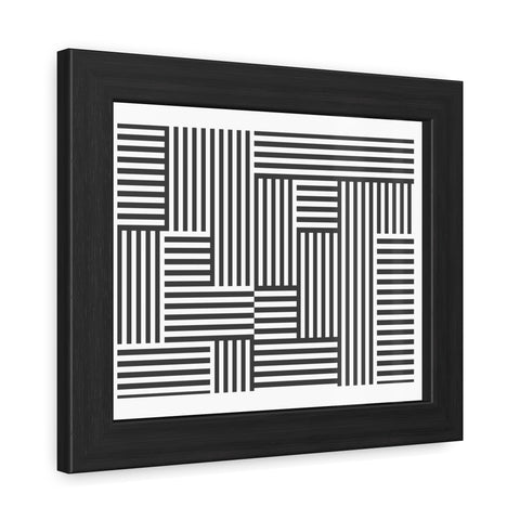 Horizon Grid 4 - Modern Minimalist Framed Poster - Abstract Black and White Line Art