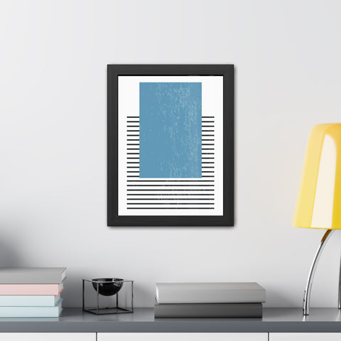 Ink Stamp 2 - Modern Minimalist Framed Poster - Blue Abstract Design for Home Decor