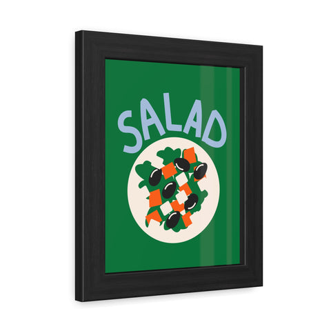 Whimsical Salad Framed Poster - Fun Kitchen Decor for Food Lovers
