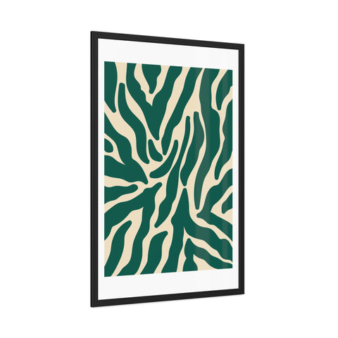 Natural formation 4- Modern Abstract Framed Poster - Green and Beige Wave Pattern Art for Home Decor