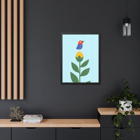Childrana 2 - Colorful Bird & Flower Framed Poster – Cheerful Wall Art for Nature Lovers