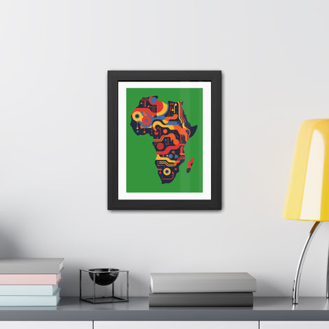 Africa 3 - Colorful African Map Framed Poster - Tech-Inspired Art for Modern Decor