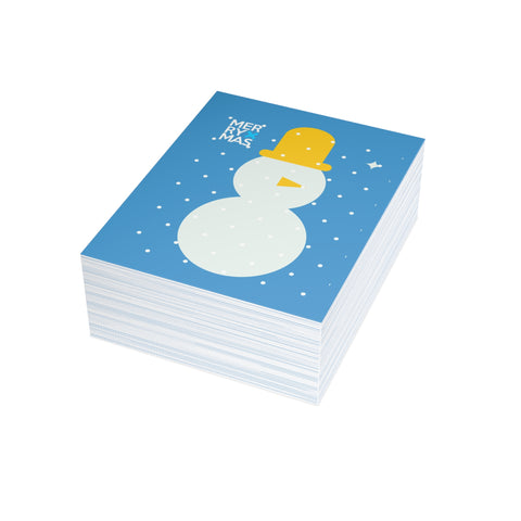 "Merry Xmas" Snowman Greeting Card — Christmas / Holiday Greeting Card - Illustrated, Modern