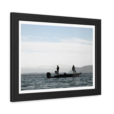 Fishing Boat - Silhouette Framed Poster - Perfect for Outdoor Enthusiasts and Home Decor