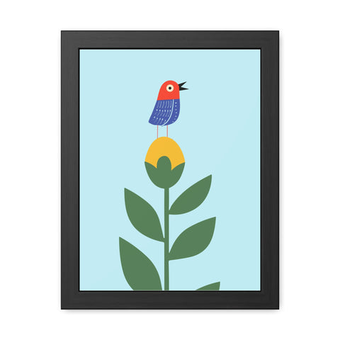 Childrana 2 - Colorful Bird & Flower Framed Poster – Cheerful Wall Art for Nature Lovers