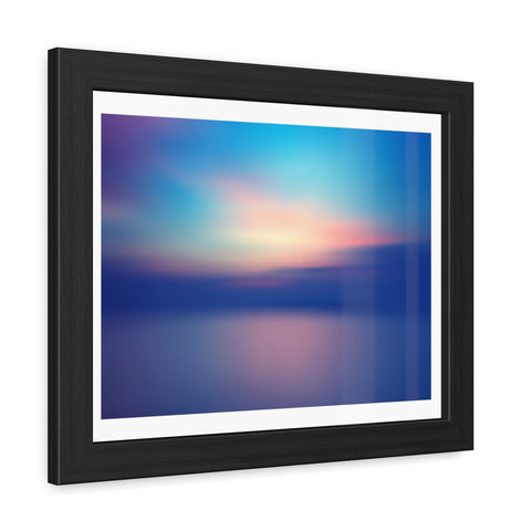 Ariel Sunset - Calming Framed Poster - Abstract Blue and Pink Wall Art for Home Decor