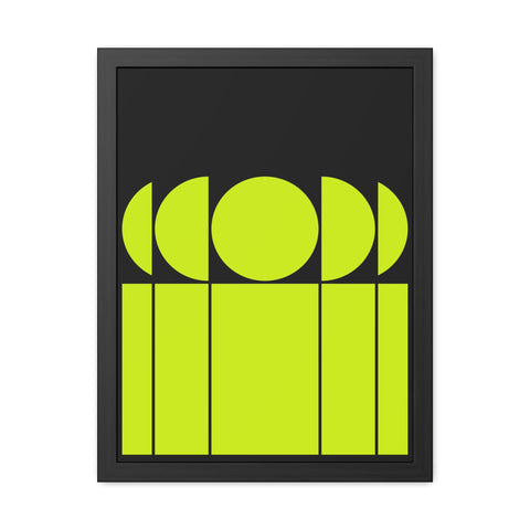Modernica 1 - Modern Geometric Framed Poster - Bright Yellow and Black Wall Art for Contemporary Decor