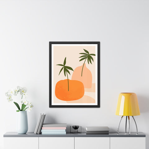Agora 2 - Modern Framed Poster - Abstract Palm and Fruit Design for Home Decor