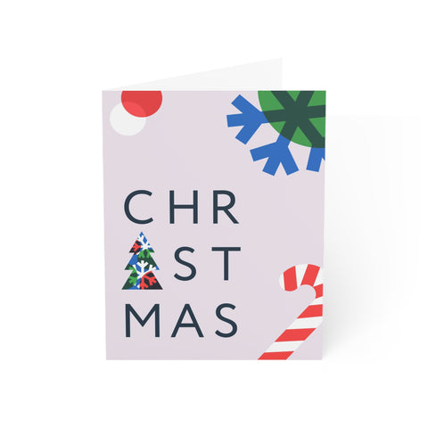 Candy Cane & Snowflake Holiday Greeting Card - Christmas / Holiday Greeting Card - Illustrated, Modern