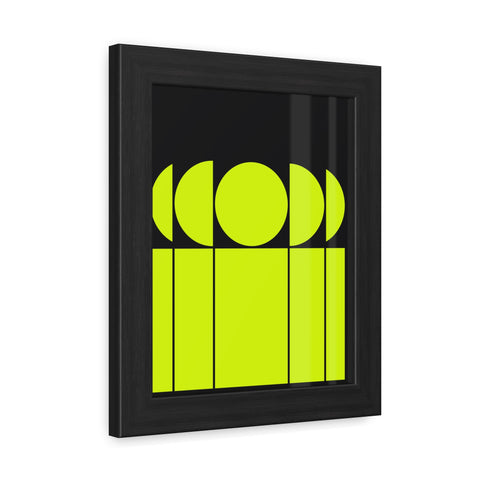 Modernica 1 - Modern Geometric Framed Poster - Bright Yellow and Black Wall Art for Contemporary Decor
