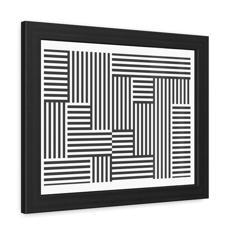 Horizon Grid 4 - Modern Minimalist Framed Poster - Abstract Black and White Line Art