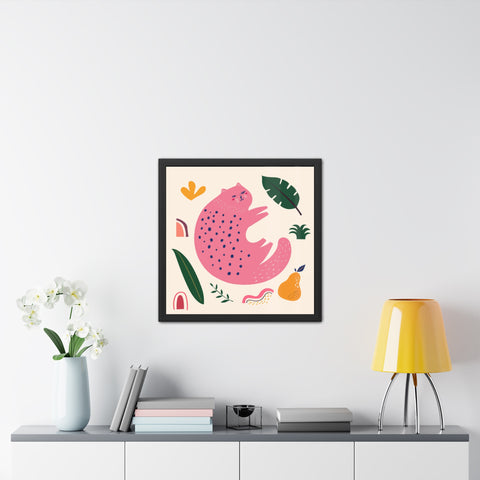 Cat lounger 1 - Whimsical Cat Framed Poster - Playful Wall Art for Cat Lovers
